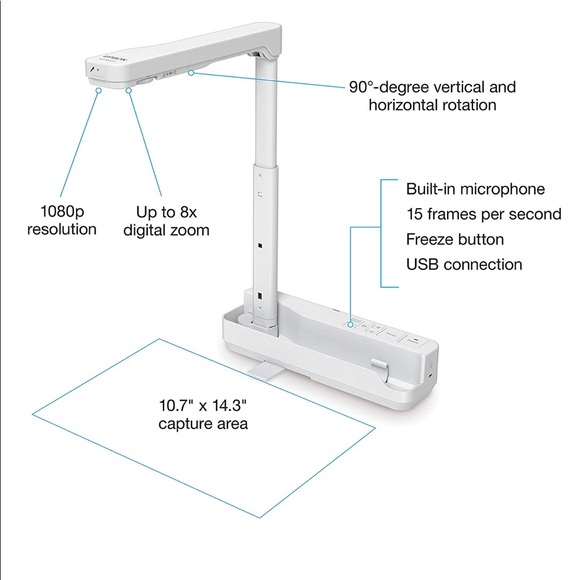 Epson DC-07 Portable Document Camera with USB Connectivity and 1080p Resolution - Picture 1 of 4